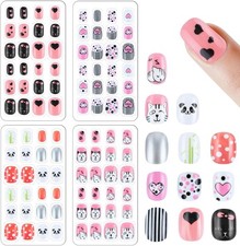 96 Pcs Kids Press On Nails – Cute Animal Design False Nails, Pre-Glued Nail Tips