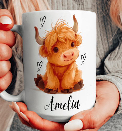 Personalised highland cow mug - personalised,