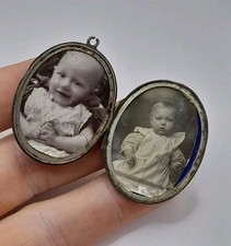 Old Antique Sterling 925 Silver Mourning Picture Locket Pendant - Needs Attentio