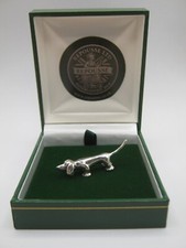 Gorgeous Sterling Silver & Real Diamond Dachshund Sausage Dog Statue "Betsie"