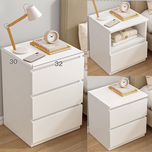 White wooden bedside - bedside, table