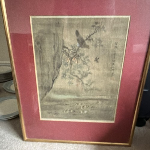 Framed chinese painting scroll - framed, painting/scroll