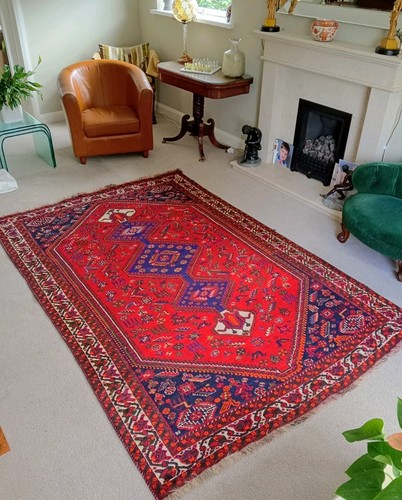 Large vintage wool rug carpet - wool,
