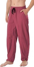 AITFINEISM Men’s Linen Trousers Loose Wide Leg Yoga Beach Pants Casual