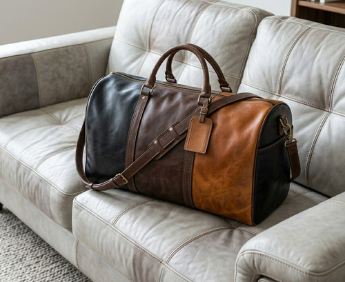 Cowhide leather duffel bag - bag, |