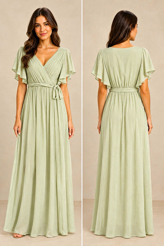 Women green neck belted - green,