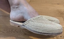 Genuine Moroccan Raffia Sandals Shoes 1cm heel slip on | 7 Sizes