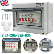 4 Way Garage Home Caravan Consumer Unit 63A 30mA RCD+ 4MCB(6A*2+20A+32A)Fuse Box