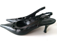 Vintage Roberto Vianni Women`s Shoes Court Black Leather Size EUR-40 Made Italy-