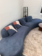 Margot Curved Navy Blue Boucle 4 Seater Sofa - Great Condition