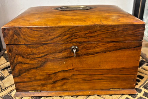 Edwardian walnut jewellery box - walnut,