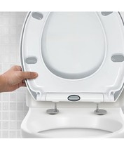 CUQOO Oval Toilet Seat Soft Close with Quick Release Hinges,  0-shape , White