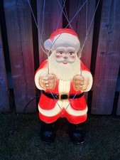 Vintage Christmas Blow Mold Santa With Parachute Light Up Decoration  - 23” Tall