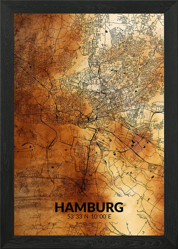 Old map hamburg framed wall - old,