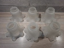 6 x Frosted White glass Light shades Fluted bell Frill Effect