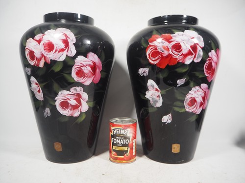 Large black glass vases - glass,