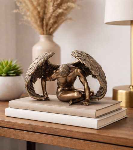 Bronze naked angel figurine - naked,