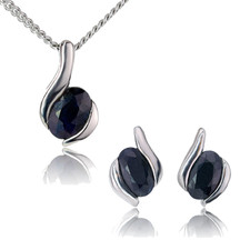 Natural Sapphire Set Sterling