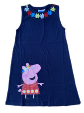 Girls Peppa Pig Sleeveless Dress Cotton Flower Summer Age 2 - 7 Years