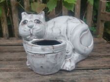 Large Very Heavy Cat Planter Glazed Terracotta Indoor Use Only In UK Beautiful