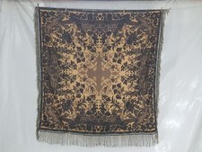 Vintage Chinese Silk Brocade Piano Shawl 68x67 inches