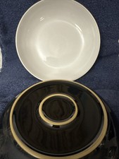 2 Denby Jet  In Glossy Black Round Pasta Bowls In Great Condition