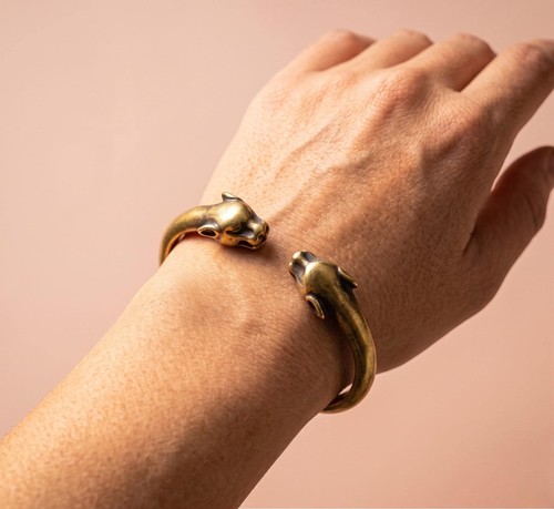 Brass panther cuff - brass, |