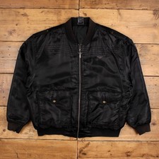 Avirex Bomber Flight Jacket 2XL Mens 00s Black Full Zip Casual Quilt Lined