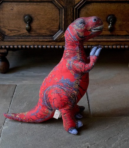 1992 red rex dinosaur plush - red,