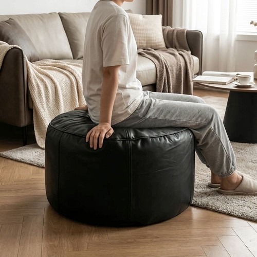 Leather round lazy sofa - leather,