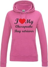 I Love My Chesapeake Bay Retriever Dog Womens Ladie Hoody Hooded Sweatshirt Gift