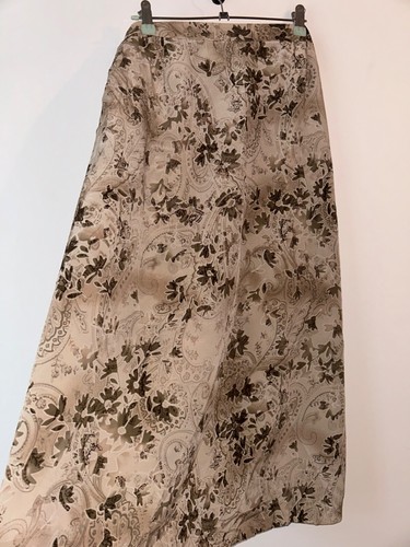 Long beige brown skirt - long, floral