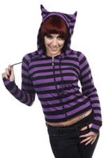 Womens Black Purple Striped