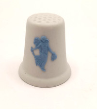 Wedgwood Jasperware Thimble Dancing Hours Flower Girl Blue on White