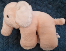 Vintage Mothercare Elephant Soft Toy Sitting Pink & White 0654