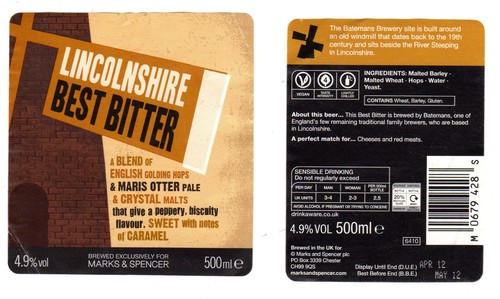 Beer label batemans - label:,