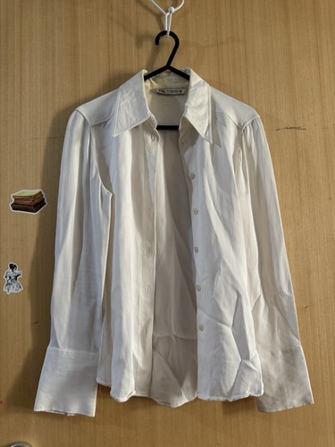 Zara white collar - button, up