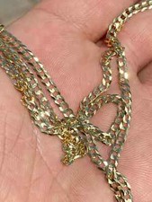 14K Solid Yellow Gold 3mm Cuban Link Chain Necklace Men Women Size 24"