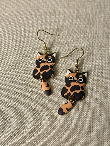 Tortoiseshell cat earrings - tortoiseshell,