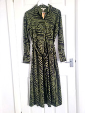 BNWT Boden Laura Jersey Midi Shirt Dress Sz 14 R Oregano Animal Stripe