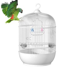 Hanging Bird Cage, Round House Bird Carrier W/ Handrail For Parrot Parakeets 