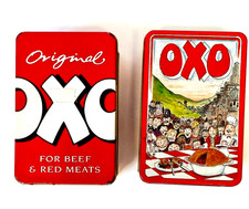 2 x Vintage OXO Cube Metal Tin