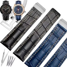 22 24mm Black Blue Leather