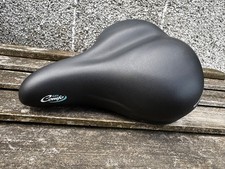 Cushioned Sprung Bicycle Saddle - Black Plastic and PU synthetic leather