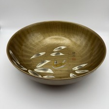 Vintage Japanese Gold Lacquer Wear Bowl Sparrow Bird Hand Painted Japan