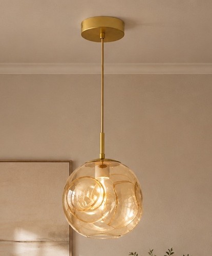 Amber glass pendant - glass, ceiling