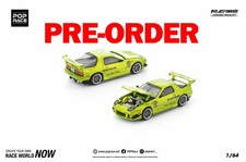 (Pre-order) POPRACE 1/64 MAZDA RX7 FC3S RE-AMEMIYA LUMINOUS GREEN Diecast Car
