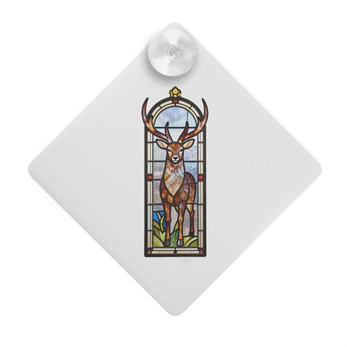 Stained glass stag suction - glass, stag'