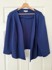 Slimma Navy Blue Blazer Open Front Jacket Size 24 Ladies