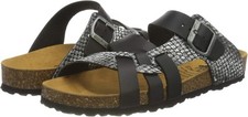 Lico Women's Bioline Flora Mules Sandals UK 5 EU38 Black Silver Buckle Hippie